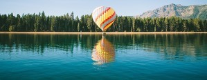 hot air balloon over Lake Champlain